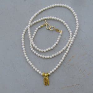 Pearls and 24k gold necklace
