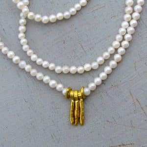 Pearls and 24k gold necklace