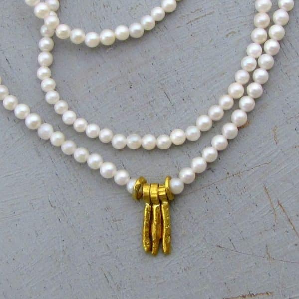 Pearls and 24k gold necklace