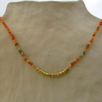 24k gold & Carnelian beads handmade necklace