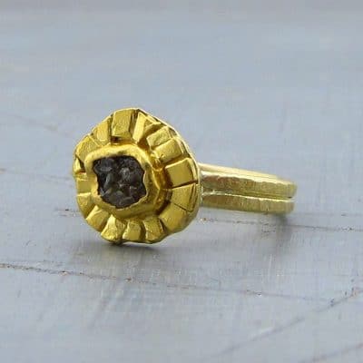 Rough diamond 22k gold stacking ring