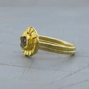 Rough diamond 22k gold stacking ring