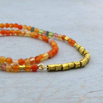 24k gold & Carnelian beads handmade necklace