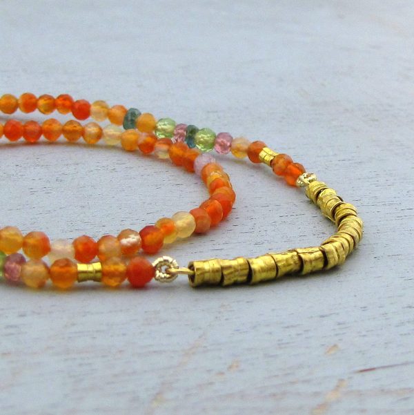 24k gold & Carnelian beads handmade necklace
