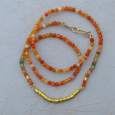 24k gold & Carnelian beads handmade necklace