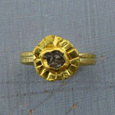 Rough diamond 22k gold stacking ring