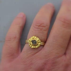 Rough diamond 22k gold stacking ring