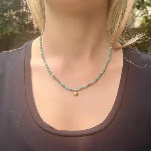 Turquoise 22k gold beads necklace