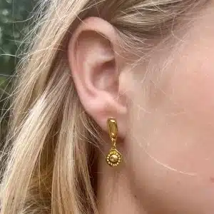 Pink Sapphire 24k gold dangle studs earrings