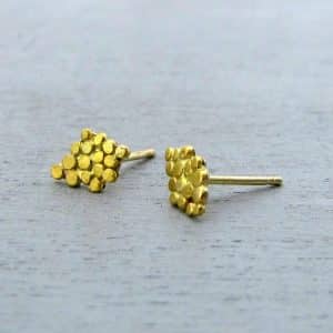 24k solid gold granulation studs earrings