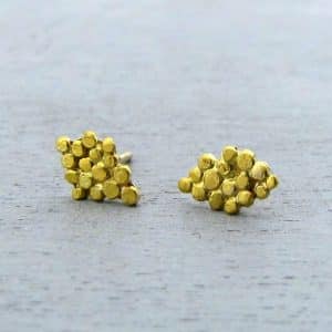 24k solid gold granulation studs earrings
