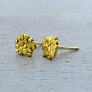24k solid gold dots studs earrings