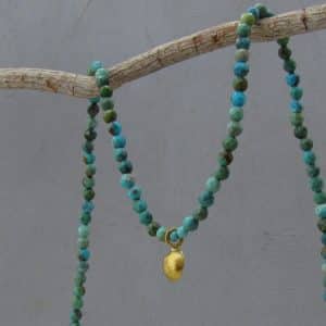 Turquoise 22k gold beads necklace