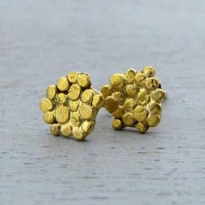 24k solid gold dots studs earrings
