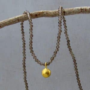 Handmade 22k gold and Smoky Topaz necklace