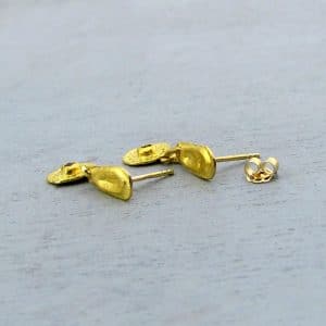 Pink Sapphire 24k gold dangle studs earrings