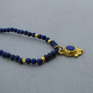 24k solid gold and Lapis Lazuli necklace