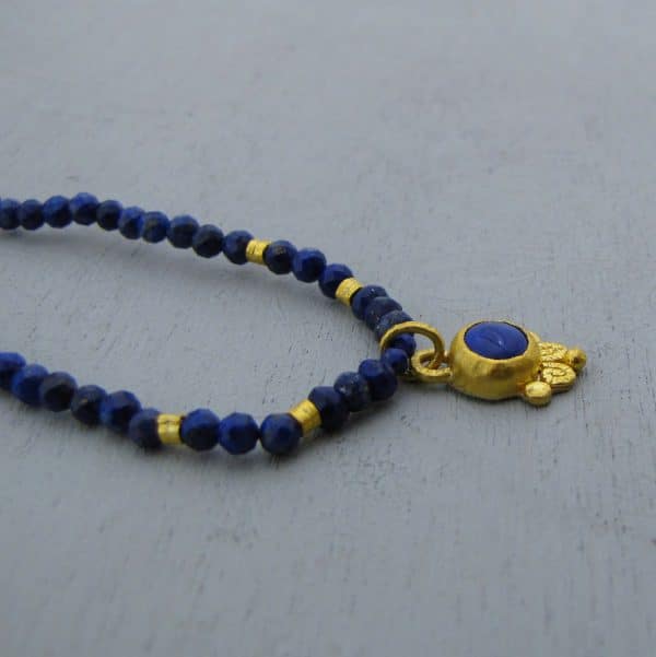 24k solid gold and Lapis Lazuli necklace