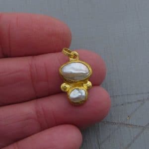 Handmade Pearls & 24k gold pendant