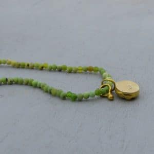 Green shaded Opal and Lemon Chrysoprase 24k gold necklace