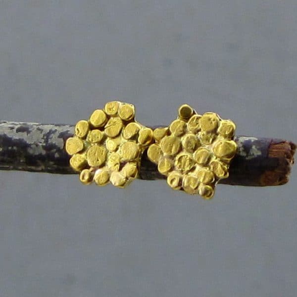 24k solid gold dots studs earrings