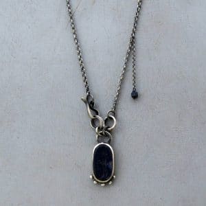Lapis Lazuli Intaglio rustic silver necklace