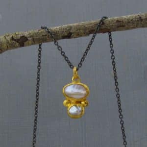 Handmade Pearls & 24k gold pendant