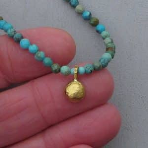 Turquoise 22k gold beads necklace