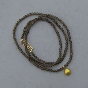 Handmade 22k gold and Smoky Topaz necklace