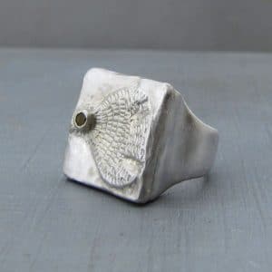 Handmade silver and Citrine bird ring