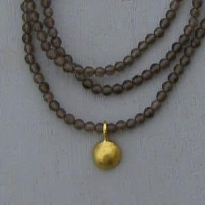 Handmade 22k gold and Smoky Topaz necklace