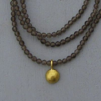 Handmade 22k gold and Smoky Topaz necklace