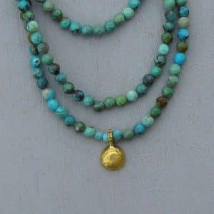 Turquoise 22k gold beads necklace