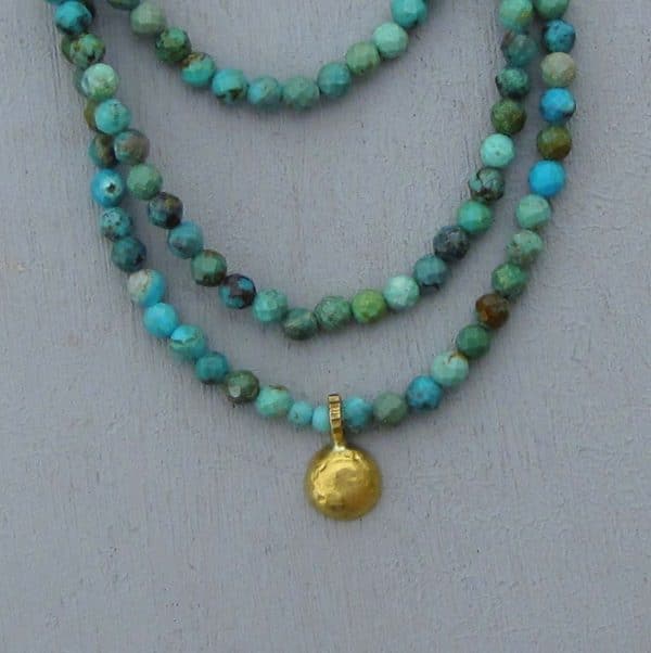 Turquoise 22k gold beads necklace