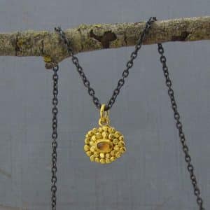 Pink Sapphire 24 karat pendant