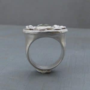 Ethnic Grossular Garnet signet silver ring
