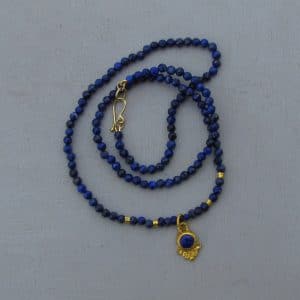 24k solid gold and Lapis Lazuli necklace