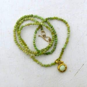 Green shaded Opal and Lemon Chrysoprase 24k gold necklace