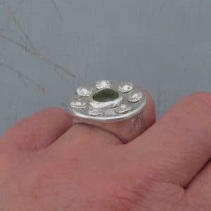 Ethnic Grossular Garnet signet silver ring