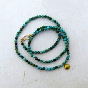 Turquoise 22k gold beads necklace