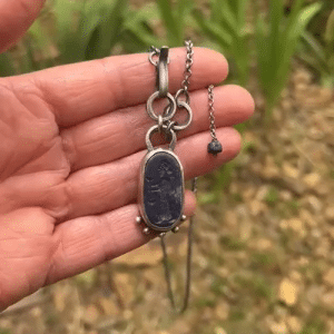 Lapis Lazuli Intaglio rustic silver necklace