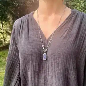 Lapis Lazuli Intaglio rustic silver necklace
