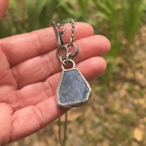 Trapeze Lapis Lazuli Intaglio rustic silver necklace
