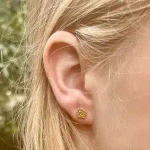 24k solid gold dots studs earrings