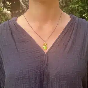 Rough Lemon Jade 22k gold charms necklace