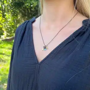 Solid 22k gold rough Ruby and silver coin necklace