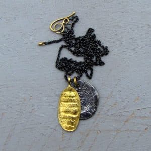 Solid 22k gold and silver necklace