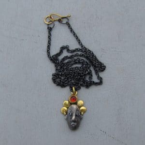 22 karat gold and silver Zircon face necklace