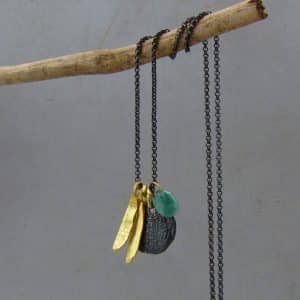 Handcrafted 22k gold & silver multi-charm necklace