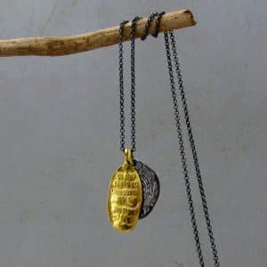 Solid 22k gold and silver necklace